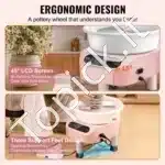 Elektrinis keramikos žiedimo ratas su pedaliniu valdymu (450 W, 28 cm, rožinis) - Image 4