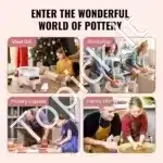 Elektrinis keramikos žiedimo ratas su pedaliniu valdymu (450 W, 28 cm, rožinis) - Image 5