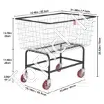 Erdvus Vielinis Skalbinių Vežimėlis  158 Litrų Talpa, Su 12.5 cm Ratukais - Image 8