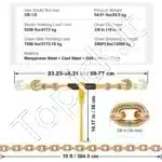 G80 ratchet grandinės tempikliai 59–77 cm – 2 vnt., 4 172 kg apkrova - Image 3