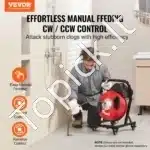 Kanalizacijos valymo mašina su ratais ir rankine įvorka | 15 m x 12,7 mm plieninė spiralinė viela - Image 8