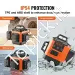 Kryžminis lazerinis nivelyras 30 m | Žalias spindulys 520 nm | Savilyginantis | Ličio baterija + Type-C įkrovimas | 3–8 val. darbo trukmė - Image 4