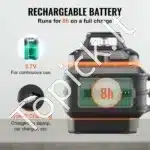 Kryžminis lazerinis nivelyras 30 m | Žalias spindulys 520 nm | Savilyginantis | Ličio baterija + Type-C įkrovimas | 3–8 val. darbo trukmė - Image 6