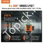 Kryžminis lazerinis nivelyras 30 m | Žalias spindulys 520 nm | Savilyginantis | Ličio baterija + Type-C įkrovimas | 3–8 val. darbo trukmė - Image 8