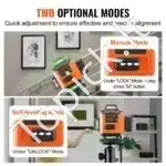 Kryžminis linijinis lazeris 30 m | Savilyginantis | 520 nm žalias spindulys | Statybinis linijų nivelyras su Li-ion baterija ir Type-C įkrovimu - Image 7