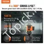 Kryžminis linijinis lazeris 30 m | Savilyginantis | 520 nm žalias spindulys | Statybinis linijų nivelyras su Li-ion baterija ir Type-C įkrovimu - Image 8
