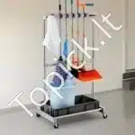 Mobilus Sodo Įrankių Stovas Organizatorius – 1243x508x660 mm, su 10 Angų ir 24 Kabliais, Nerūdijančio Plieno - Image 7