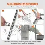 Mobilus Sodo Įrankių Stovas Organizatorius – 1243x508x660 mm, su 10 Angų ir 24 Kabliais, Nerūdijančio Plieno - Image 4