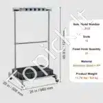 Mobilus Sodo Įrankių Stovas Organizatorius – 1243x508x660 mm, su 10 Angų ir 24 Kabliais, Nerūdijančio Plieno - Image 6