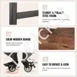 Mobilus spaudos įrangos stovas su įkrovimo stotele 4 lygių ratukinis stelažas spaudos įrangai ir priedams - Image 3