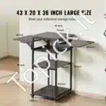 Mobilus spaudos įrangos stovas su įkrovimo stotele 4 lygių ratukinis stelažas spaudos įrangai ir priedams - Image 4