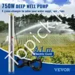 Nerūdijančio plieno 750 W giluminė vandens pompa 230 V – 7,1 m³/h (~118 l/min), 10 cm šuliniams - Image 8