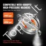 Nerūdijančio plieno paviršių valymo antgalis 457 mm – aukšto slėgio, 4000 PSI, 3,7 l/min, su dviguba purkštukų sistema - Image 7