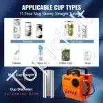 Nešiojamas Sublimacinis Presas Puodeliams 11-15 oz | Termo Presas Puodelių Spaudai ir Dekoravimui - Image 2