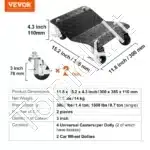 Patvarus automobilio padangų perstatymo rinkinys su 4 ratukais – iki 1400 kg talpa - Image 3