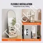 Pilno kūno veidrodis su stovu – 164,5×55,8 cm modernus sieninis ir pastatomas veidrodis - Image 5