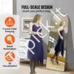 Pilno kūno veidrodis su stovu – 164,5×55,8 cm modernus sieninis ir pastatomas veidrodis - Image 7