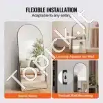 Pilno kūno veidrodis su stovu – 180×81 cm modernus grindų ir sienos veidrodis interjerui - Image 5