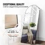 Pilno kūno veidrodis su stovu – 180×81 cm modernus grindų ir sienos veidrodis interjerui - Image 6