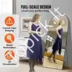 Pilno kūno veidrodis su stovu – 180×81 cm modernus grindų ir sienos veidrodis interjerui - Image 7