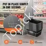 Pirkinių Krepšiai su Geležinėmis Rankenomis ir Stovu – 12 vnt., 21 L Talpos, Juodi, Profesionaliam ir Namų Naudojimui - Image 4