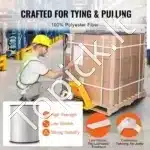 Poliesterio Tempimo Juosta Kabelių Traukimui, 80.8 m Ilgio, 1.9 cm Pločio, 1134 kgf Tempimo Jėga, Balta - Image 2