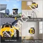 Profesionalus rotacinis lazeris su raudonu spinduliu | 360° statybinis lazerinis nivelyras | 500 m veikimo atstumas | Komplektas - Image 4