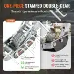 Rankinė dviejų pavarų tempimo gervė | 5 tonos (11 023 kg) traukos galia | 3 kabliai | 3,5 m plieninis trosas - Image 6