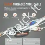 Rankinė dviejų pavarų tempimo gervė | 5 tonos (11 023 kg) traukos galia | 3 kabliai | 3,5 m plieninis trosas - Image 7