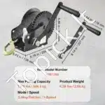 Rankinė gervė su 544,3 kg traukos galia – 7 m poliesterio juosta, 2‑greičių spragtukas, ergonominė rankena - Image 3