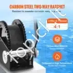 Rankinė gervė su 907,1 kg traukos galia – 7 m poliesterio juosta, 2‑greičių spragtukas, ergonominė rankena - Image 7