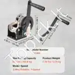 Rankinė plieninio lyno gervė su vienu greičiu – 362,8 kg traukos galia, 10 m užtraukimo ilgis - Image 3