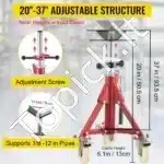 Reguliuojamas V formos galvutės vamzdžių stovas – 300 mm vamzdžių talpa, iki 400 kg apkrovos, 50 – 93,5 cm - Image 8