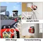 Rotacinis statybinis lazeris 360° | Automatinis savilyginantis lygis | Raudonas spindulys | 2 kg - Image 5
