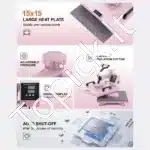 Rožinis 8-in-1 terminis presas 38×38 cm – profesionalus spaudos įrenginys tekstilei, puodeliams, kepurėms ir lėkštėms - Image 5