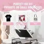 Rožinis universalus terminis presas 38×38 cm, sublimacijai ant marškinėlių, puodelių, kepurių – 8-in-1 - Image 5