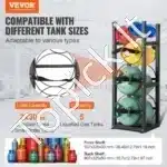 Šaldymo balionų laikymo stovas 2x13,6 kg + 3 mažesniems balionams | Tvirtas metalinis rėmas, 32,5 x 33 x 119,7 cm - Image 8