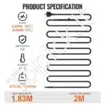 Savarankiškai reguliuojamas vamzdžių šildymo kabelis 1,83 m, 16,4 W/m, su termostatu - Image 6