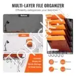 Sieninis Dokumentų Laikiklis su 6 Skyriais | Patvarus Metalo Tinklelis, 10 kg Talpa - Image 2