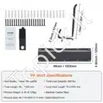 Sieninis Garažo Įrankių Organizatorius – 1222x125x272 mm, Anglies Plieno, 363 kg Apkrova, su 6 Reguliuojamais Kabliais - Image 6