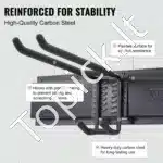 Sieninis Garažo Įrankių Organizatorius – 1222x125x272 mm, Anglies Plieno, 363 kg Apkrova, su 6 Reguliuojamais Kabliais - Image 2