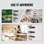 Sieninis Garažo Įrankių Organizatorius – 1222x125x272 mm, Anglies Plieno, 363 kg Apkrova, su 6 Reguliuojamais Kabliais - Image 5