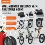 Sieninis dviejų eilių dviračių laikiklis su 3 lentynomis – 122 × 10 × 23 cm, talpa 6 dviračiams, 136 kg - Image 8