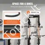 Sieninis dviračių laikiklis 6 dviračiams + 5 šalmai – 2159 × 100 × 230 mm, iki 136 kg apkrova - Image 7