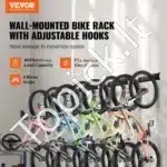 Sieninis dviračių laikiklis 8‑iems dviračiams + 7 šalmai – 1828 × 63,5 × 230 cm, iki 181 kg apkrova - Image 8