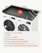 Skalbimo mašinos ir džiovyklės darbo stalas su 3 plokštėmis, juodas, 1370×700×69 mm - Image 7