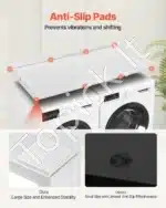 Skalbimo mašinos ir džiovyklės darbo stalas su baltu paviršiumi 1370x700x69mm - Image 5