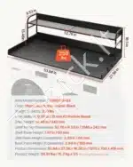 Skalbimo mašinos ir džiovyklės darbo stalas su dviejų lygių stovu, juodas - Image 7