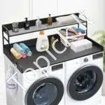 Skalbimo mašinos ir džiovyklės darbo stalas su dviejų lygių stovu, juodas - Image 8