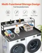 Skalbimo mašinos ir džiovyklės darbo stalas su dviejų lygių stovu, juodas - Image 2